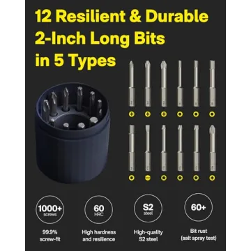 HOTO Electric Screwdriver Rechargeable 3.6V with 12 S2 Bits