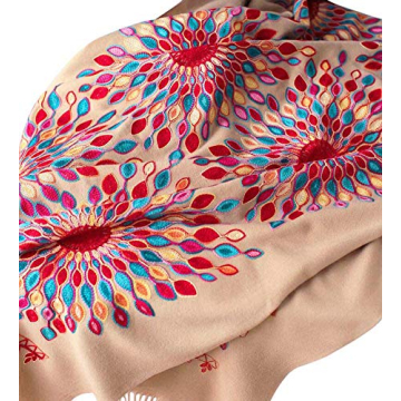 Urban CoCo Women's Embroidered Oversize Tassel Shawl Scarf Wraps for Women (Camel)