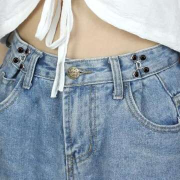 Qkari Jean Button Pins, Adjustable Jean Button, Detachable Jean Button Pin, No Sewing Required, Perf...