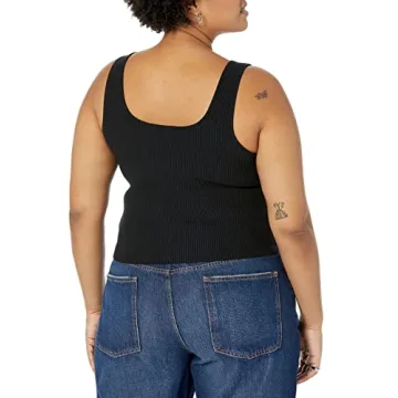 FEMI Scoop Neck Ribbed Cropped Tank for Women