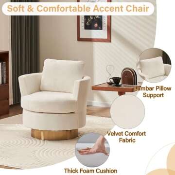 Lakifun Velvet Swivel Barrel Chair Set - Elegant Comfort