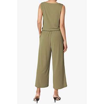 TheMogan S~3X Sleeveless Scoop Neck Pocket Crop Wide Leg Culotte Jumpsuit