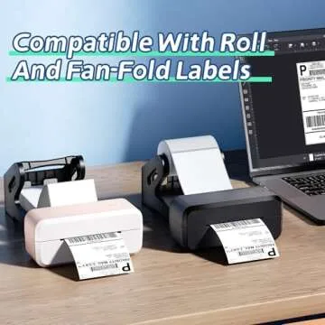 Label Holder, Thermal Label Holder for Rolls and Fan-Fold 4x6 Labels, Shipping Desktop Label Printer Accessory Supplies for Home, Office Sticker Dispenser for Holographic (Black)