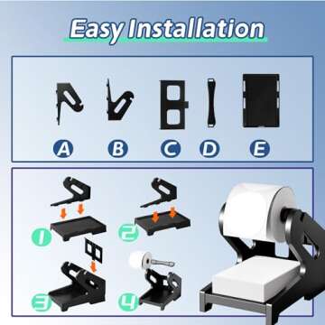 Label Holder, Thermal Label Holder for Rolls and Fan-Fold 4x6 Labels, Shipping Desktop Label Printer Accessory Supplies for Home, Office Sticker Dispenser for Holographic (Black)