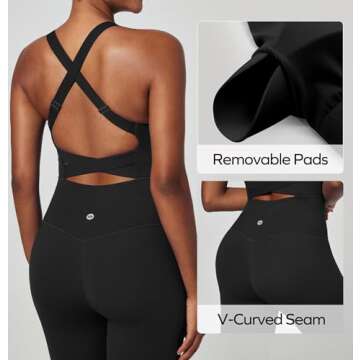 Ewedoos Workout Jumpsuits for Women Tummy Control Adjustable Straps One Piece Workout Bodysuit Yoga Pilates Outfits