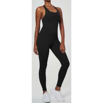 Ewedoos Workout Jumpsuits for Women Tummy Control Adjustable Straps One Piece Workout Bodysuit Yoga Pilates Outfits