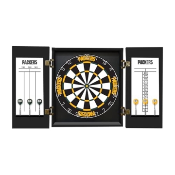 Imperial Green Bay Packers Wooden Dartboard Cabinet Set