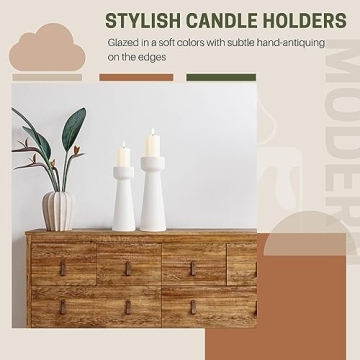 E-ROOM TREND Ceramic Candle Holders Set of 2 Stylish Decor