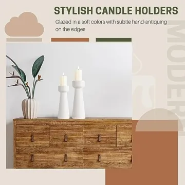 E-ROOM TREND Ceramic Candle Holders Set of 2 Stylish Decor