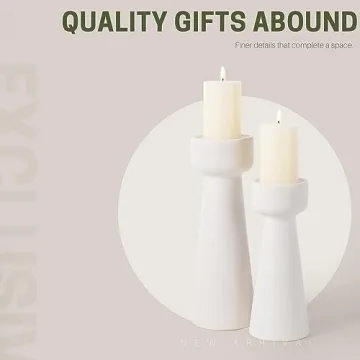 E-ROOM TREND Ceramic Candle Holders Set of 2 Stylish Decor