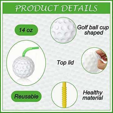 ZHURUININ 12 Pcs Golf Ball Cups 14 oz Golf Party Decorations Plastic Golf Party Favors Golf Decorations for Party Golf Party Supplies for Kids Drinking Golf Themed Birthday Parties