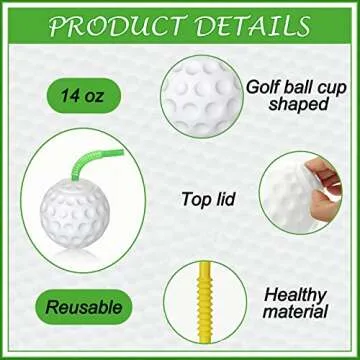 ZHURUININ 12 Pcs Golf Ball Cups 14 oz Golf Party Decorations Plastic Golf Party Favors Golf Decorations for Party Golf Party Supplies for Kids Drinking Golf Themed Birthday Parties