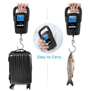 Digital Fish Scale Hanging Scale Fishing Scale, SKEAP 110lb/50kg Luggage Scale,Fish Weighing Scale, ...