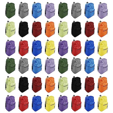 48 Pack Backpack Bulk - Vibrant 17 Inch Zippered Bags for Events