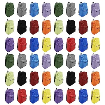 48 Pack Backpack Bulk - Vibrant 17 Inch Zippered Bags for Events