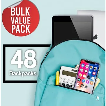 48 Pack Backpacks - Bulk Zippered Bags for Any Occasion