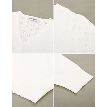 GRACE KARIN Women's 3/4 Sleeve Cropped Bolero Shrugs Button Down Cardigan Open Front Knit Lightweight Sweaters White L