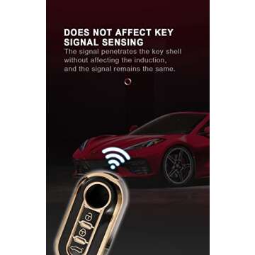 SANRILY Golden-edge 3 Button Key Fob Cover for Fiat 500 500C 500L 500X Keyless Full Protection Key Case Shell with Leather Keychain Off-white