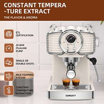 Buy SUMSATY Espresso Machine - Retro 20 Bar Coffee Maker