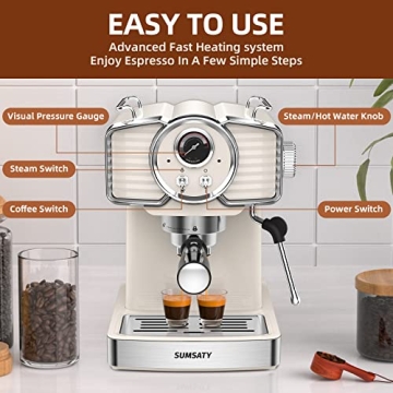 Buy SUMSATY Espresso Machine - Retro 20 Bar Coffee Maker
