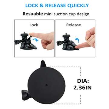 Kolasels 1/4 Thread Car Windshield Camera Mount for Apply GoPro Hero 9/8/7/6/5/4/3+/3/2/1