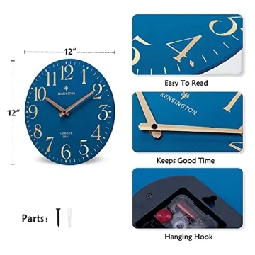 NIKKY HOME Navy Blue Battery Operated Wall Clock