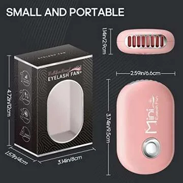 Buqikma Mini Lash Fan - Portable Eyelash Fan Air Conditioning Blower Lash Fan Dryer for Eyelash Extensions Type C Rechargable Mini Blow Dryer for Nail Extension(Pink)