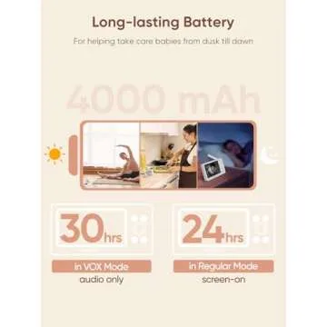 bonoch 4.3" Baby Monitor, 720p Baby Monitor with Camera and Audio, 4000mAh Battery Video Baby Monitor No WiFi, VOX Mode, 2 Way Audio, Auto Night Vision, 2X, 3X, 4X Zoom, Hack Proof