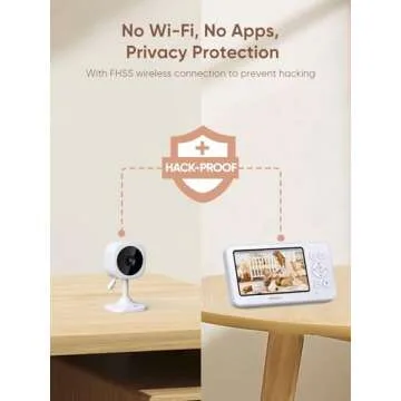 bonoch 4.3" Baby Monitor, 720p Baby Monitor with Camera and Audio, 4000mAh Battery Video Baby Monitor No WiFi, VOX Mode, 2 Way Audio, Auto Night Vision, 2X, 3X, 4X Zoom, Hack Proof