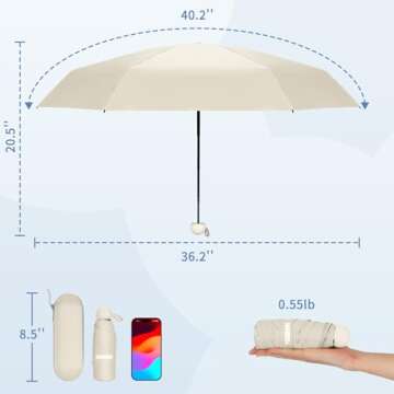 Yoobure Compact Travel Umbrella - Portable UV & Rain Protection