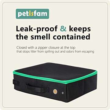 petisfam Portable Cat Travel Litter Box. No Leakage and Smell. One-Handed Carrying for Cats in Hotel, Car, Airplane