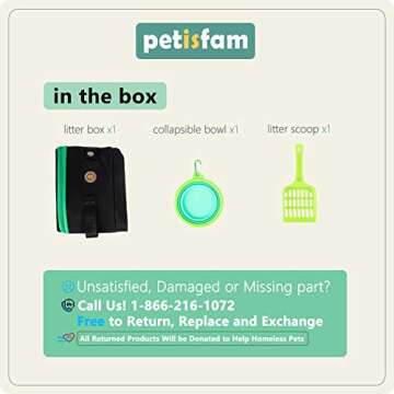 petisfam Portable Cat Travel Litter Box. No Leakage and Smell. One-Handed Carrying for Cats in Hotel, Car, Airplane