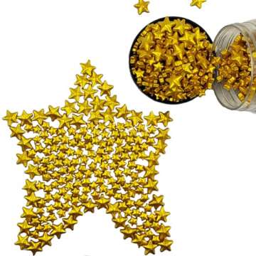 Homankit Gold Star Sprinkles Edible Stars for Cake Decorating Large Small Stars Gold Sprinkle Cake D...