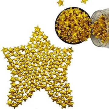 Homankit Gold Star Sprinkles Edible Stars for Cake Decorating Large Small Stars Gold Sprinkle Cake D...