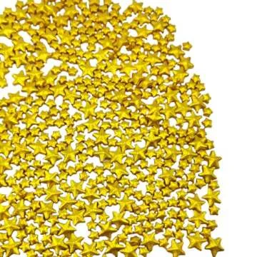 Homankit Gold Star Sprinkles Edible Stars for Cake Decorating Large Small Stars Gold Sprinkle Cake Decorations Cupcake Toppers Cookie Decorating Ice Cream Toppings 4.23 Ounces