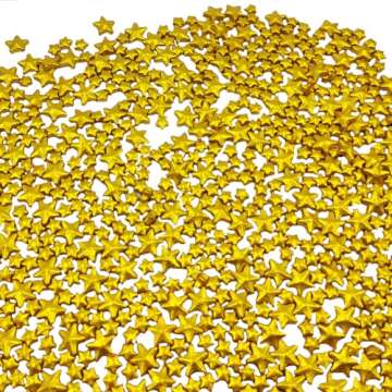 Homankit Gold Star Sprinkles Edible Stars for Cake Decorating Large Small Stars Gold Sprinkle Cake Decorations Cupcake Toppers Cookie Decorating Ice Cream Toppings 4.23 Ounces