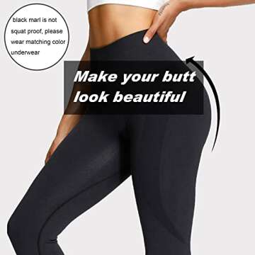 Aoxjox Workout Seamless Leggings for Women Smile Contour High Waisted Gym Yoga Pants Tights (Black Marl, Small)