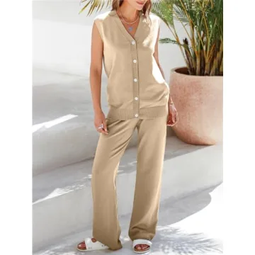 Tankaneo Women's Knit Loungewear Set for Fall Comfort