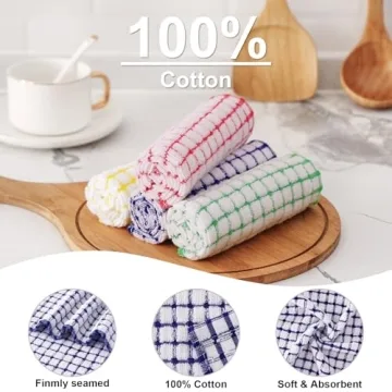 Kitinjoy 8 Pack Cotton Kitchen Dish Cloths - Super Soft
