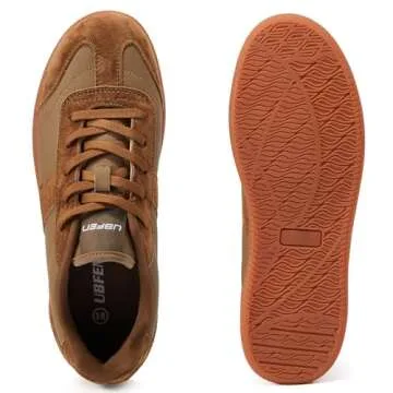 UBFEN Womens Fashion Sneakers Classic Retro Trainers Skate Shoes Casual Comfort Walking Footwear Tan Brown Size US 7.5