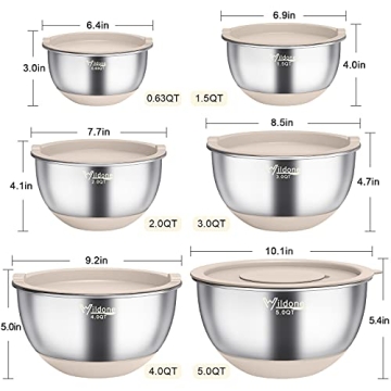 Wildone Mixing Bowls with Airtight Lids for Easy Prep