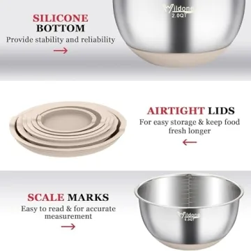Wildone Mixing Bowls with Airtight Lids for Easy Prep