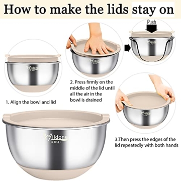 Wildone Mixing Bowls with Airtight Lids for Easy Prep