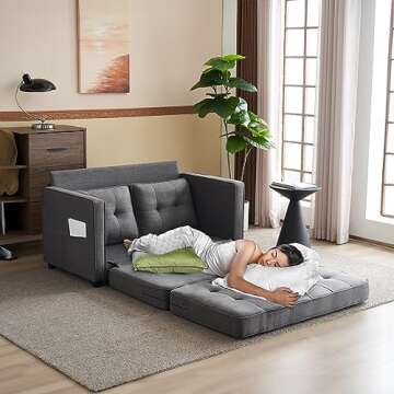 VINGLUpgraded Loveseat Sleeper, 53.5" W 83" L Convertible Sofa Bed Couch Futon Couches for Living Ro...