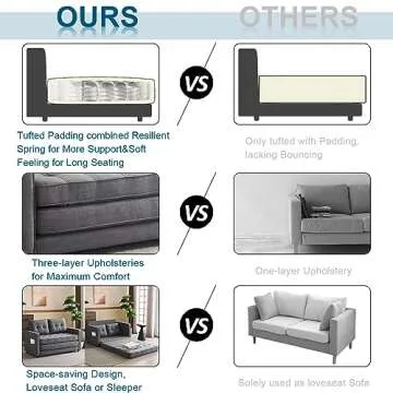 VINGLUpgraded Loveseat Sleeper, 53.5" W 83" L Convertible Sofa Bed Couch Futon Couches for Living Room, Twin Folding Couch Bed for Small Spaces, Foldable Floor Gaming Sofa Bed for Basement, Dark Grey