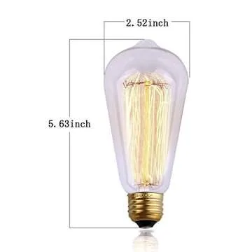 Vintage 6-Pack Edison 60W Bulbs, Dimmable Antique Light