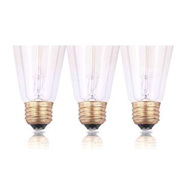 Vintage 6-Pack Edison 60W Bulbs, Dimmable Antique Light