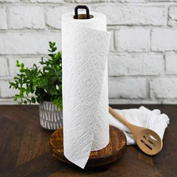 Tribello Modern Farmhouse Paper Towel Holders for Kitchen, Vintage Wire and Wood Countertop Paper To...