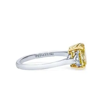 ASTTERIA GIA Certified 2.01 Carat Radiant Fancy Vivid Yellow Color Diamond Set In 18k White Gold Ring (FANCY VIVID YELLOW-SI1) Adjustable and Resizable