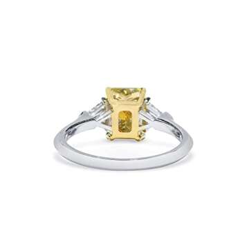 ASTTERIA GIA Certified 2.01 Carat Radiant Fancy Vivid Yellow Color Diamond Set In 18k White Gold Ring (FANCY VIVID YELLOW-SI1) Adjustable and Resizable